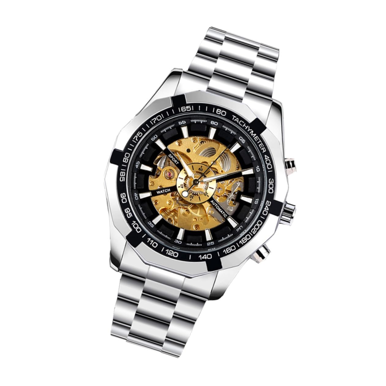 Ciieeo Reloj Mecánico Esqueleto Estilo y Elegancia sin Batería para Hombre y Aleación de Zinc Esfera Clara Adecuado para Asistir a Cualquier Ocasión