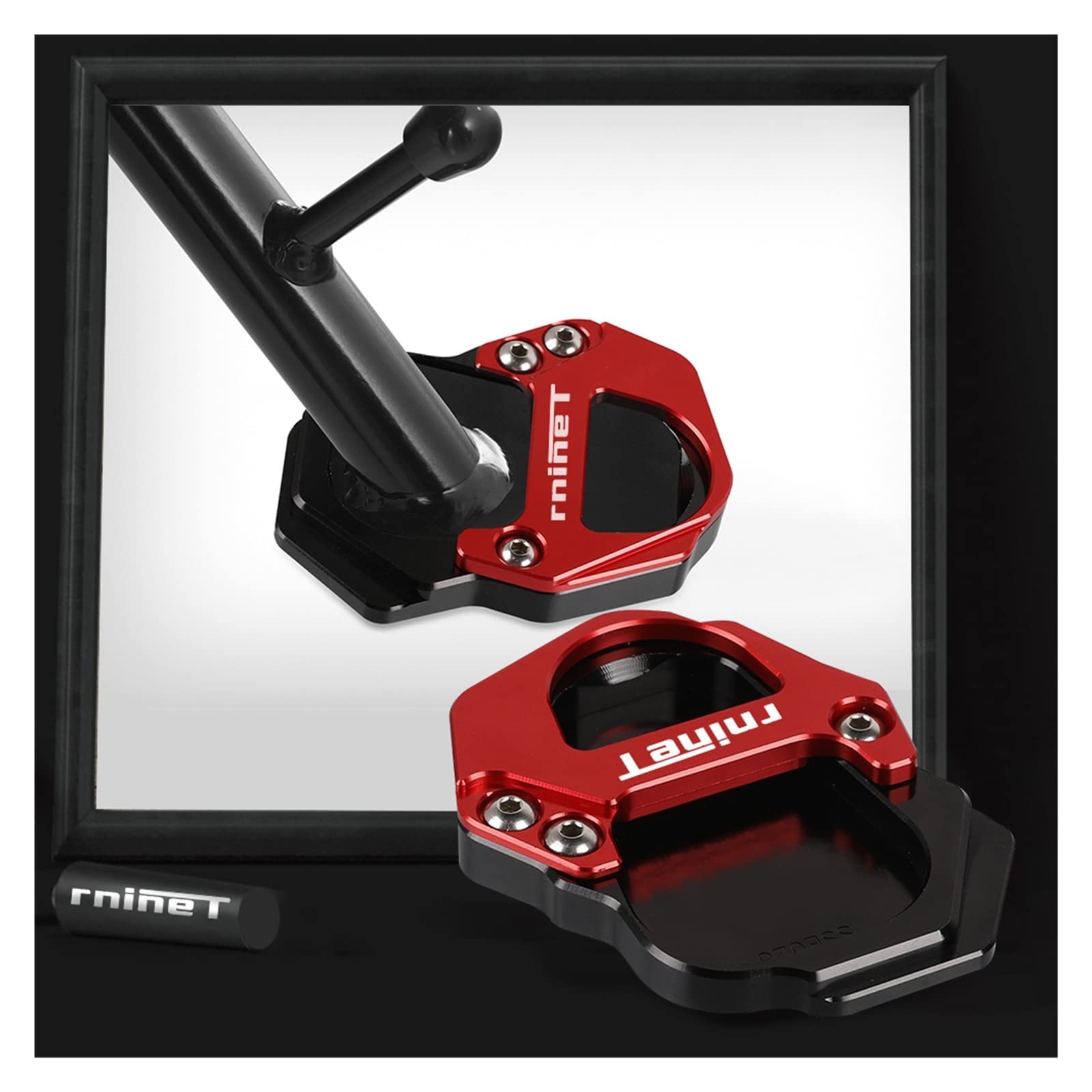 Moto Cavalletto Laterale Estensione Pad Per BMW RnineT Rnine T Scrambler Racer R NineT Urban G/S R Nine T Cavalletto Cavalletto Laterale Piastra Pad Ingrandisci Estensione Pedana ( Colore : Red NO LOG