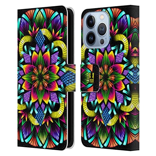 Carcasa cuero libro iPhone 13 Pro funda protectora mandala flores