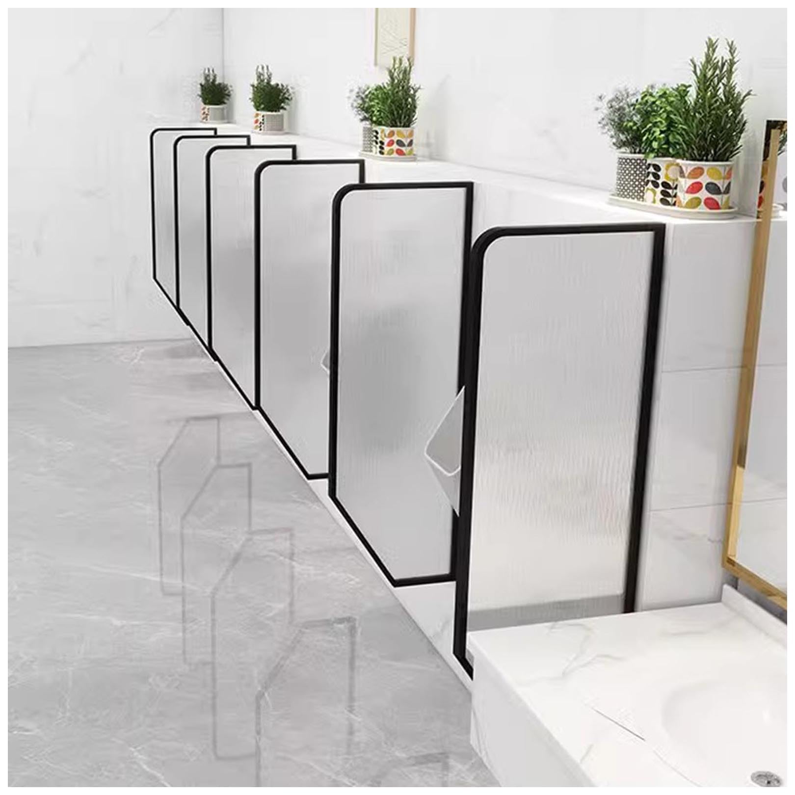 GHHVFEC Black Tempered Glass Urinal Partition - Waterproof Privacy Divider for Men‘s Restrooms in Public Toilets, Hotels, Schools & Malls (120cm, 5 Pack)