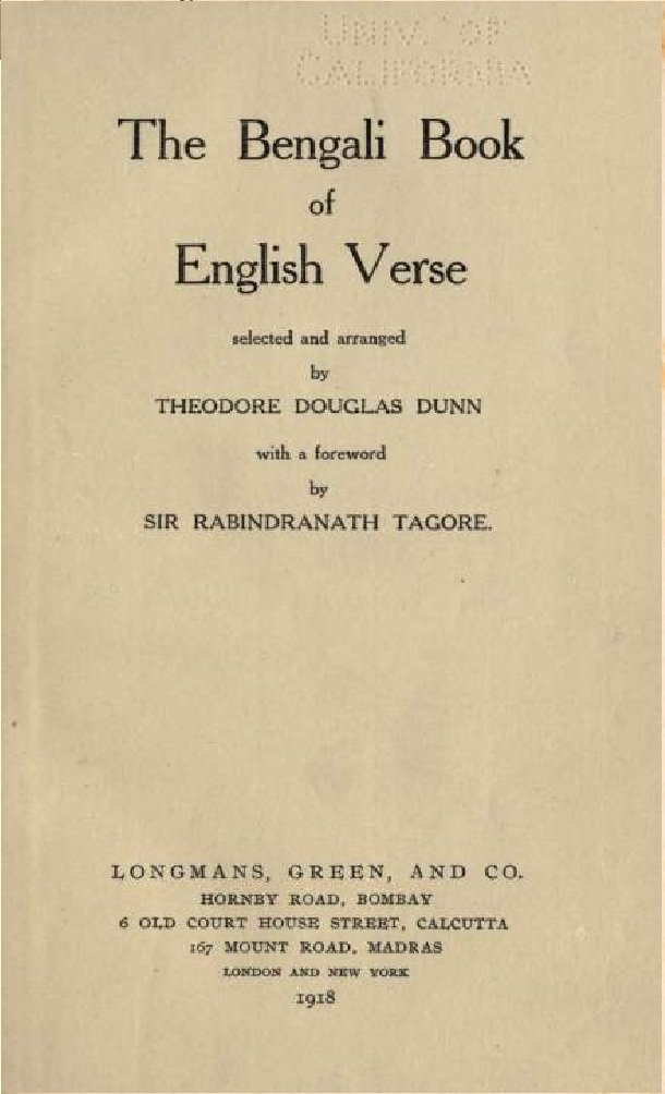 The Bengali book of English verse