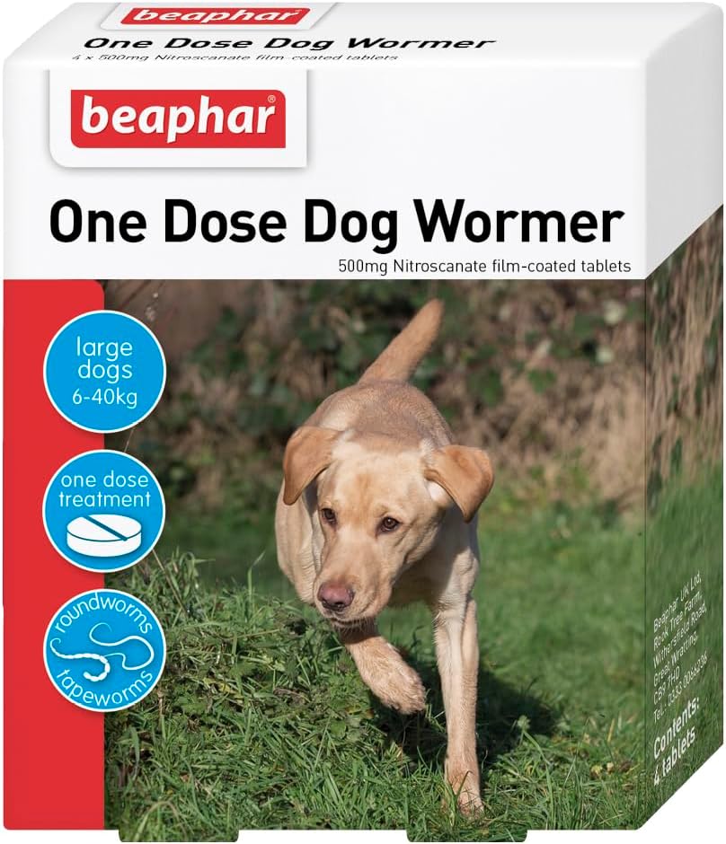 One Dose Wormer for Large Dogs 4 Tablets (Pack of 2, Total 8 Tablets)