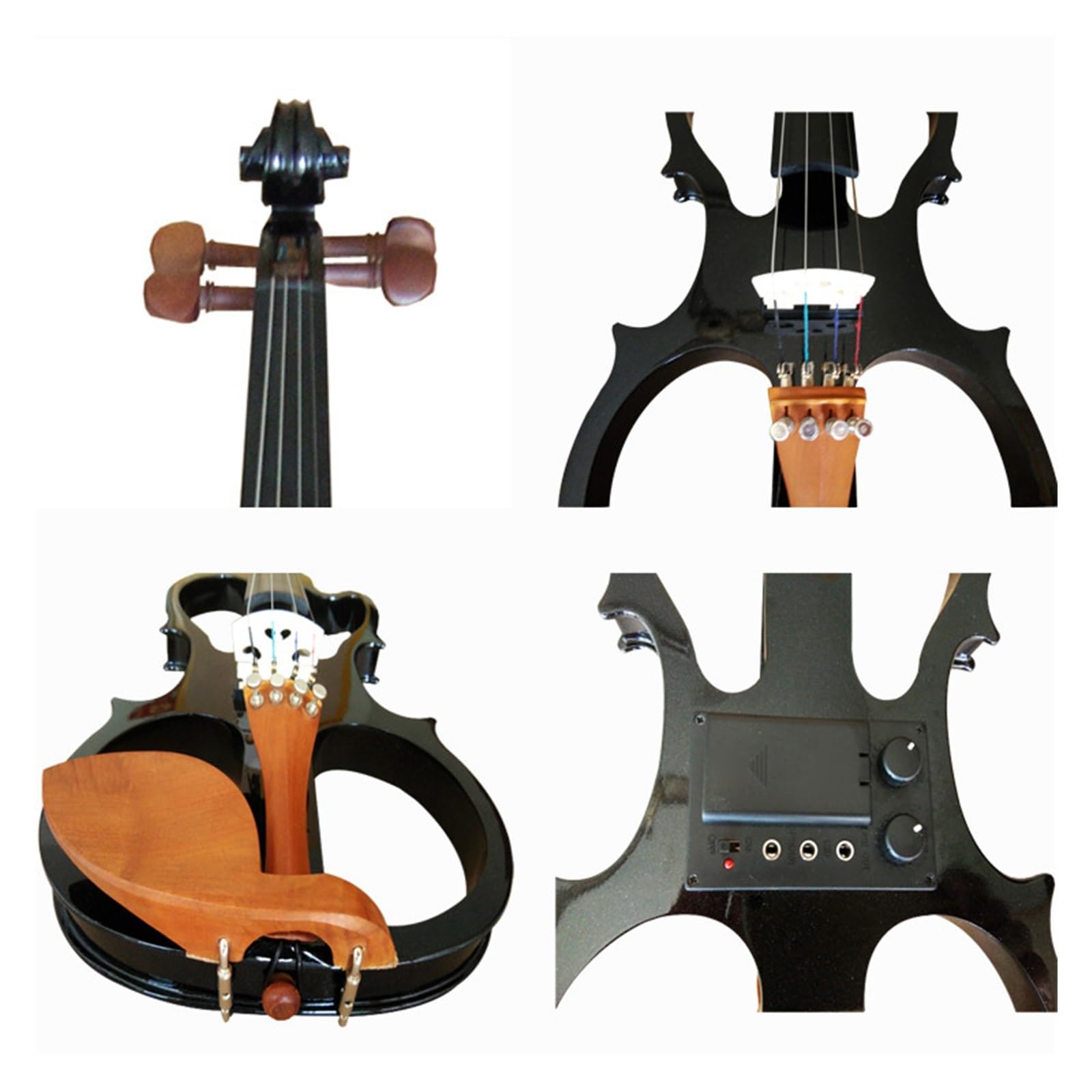 Violino Elettronico Nero 4/4 Professionale Per Principianti Violino