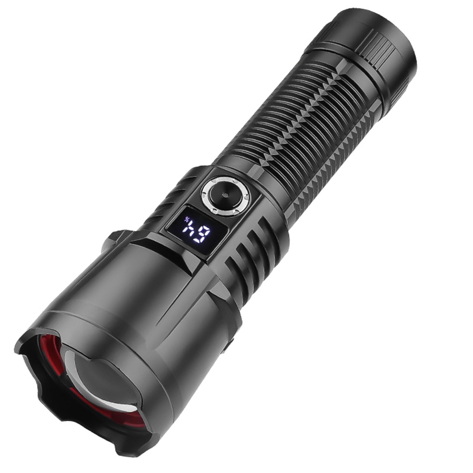 "Super jasna latarka LED do ładowania - potężna ręczna latarka do użytku na zewnątrz, ładowanie USB, regulowana ostrość - idealna na kemping, wędrówki i nagłe wypadki" (rozmiar: 1 x 26650)