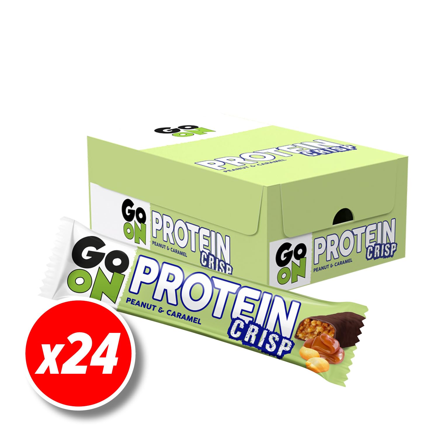Go On Nutrition | Boîte Protein Crisp Bar (24x50g) | Barres protéinées | Barre protéinée avec une texture croquante - Peanut Caramel