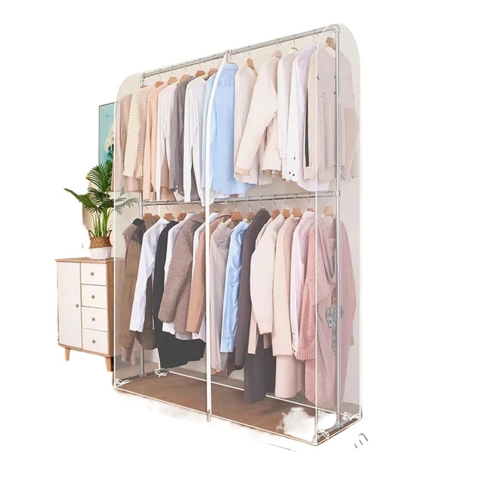 Copriabiti trasparenti da appendere, Copri asta appendiabiti Home, ABS trasparente, 120x180x50cm(B-120x180x50cm)