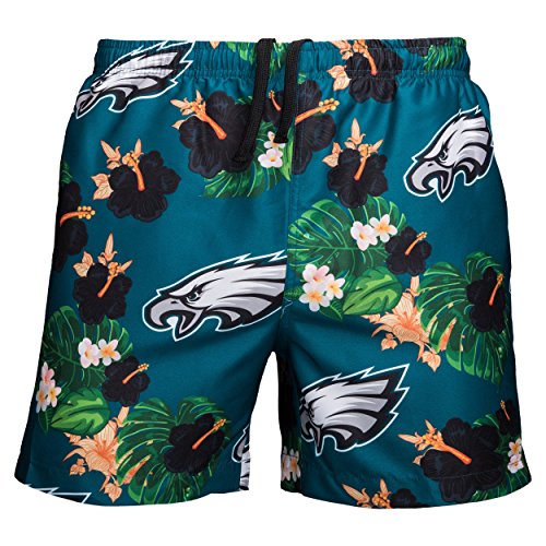 Image of FOCO NFL Mens NFL Team Logo Floral Hawaiian Swim Suit Trunks