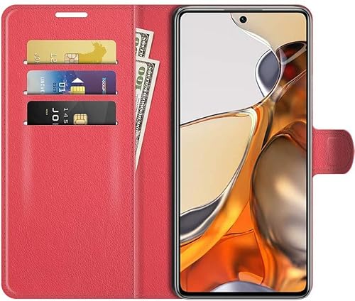 Capa Capinha Carteira Para Xiaomi 11T e Mi 11 T Pro Case De Couro Premium Flip Wallet (Vermelha)