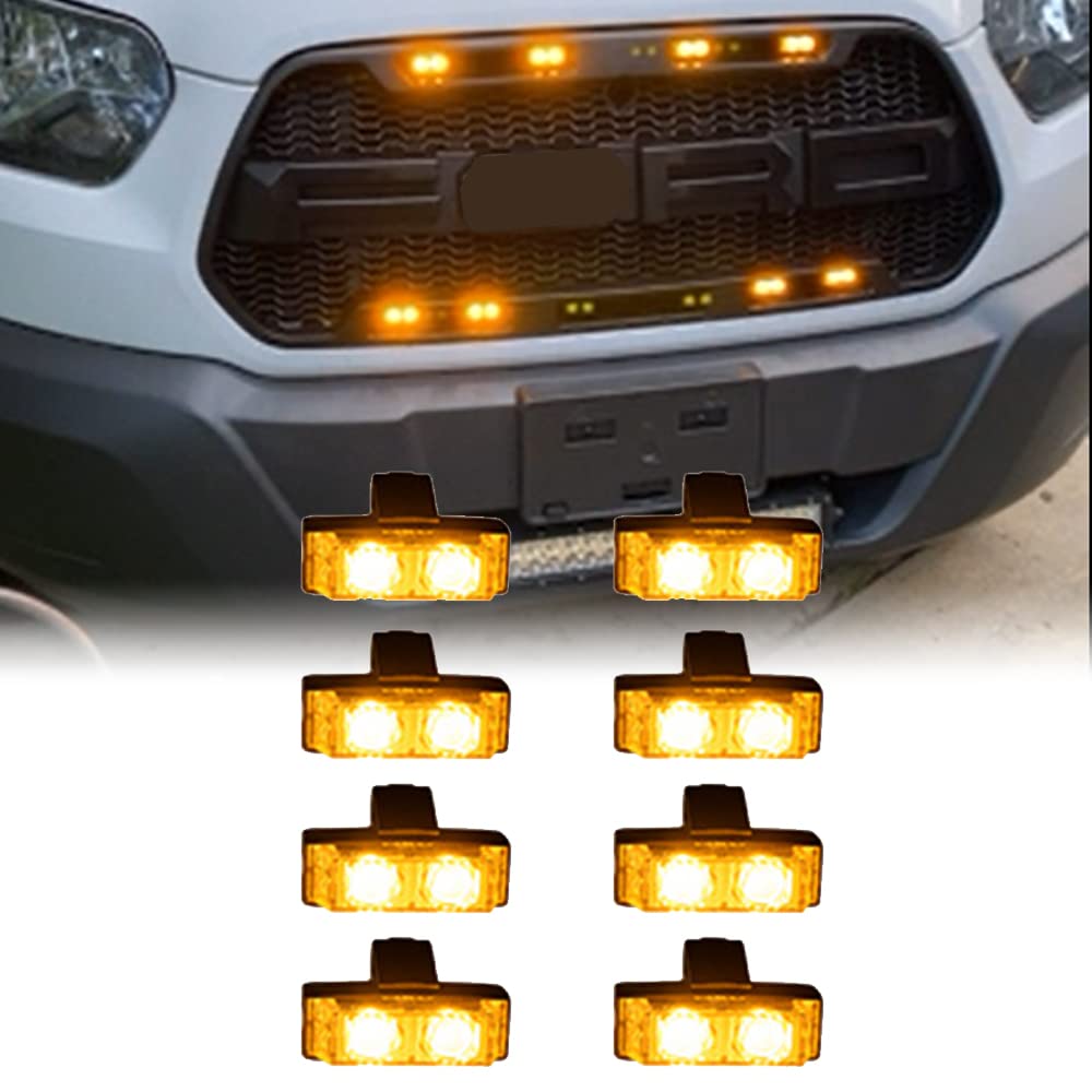 LED Emergency Warning Flash Strobe Lights Bar for Car SUV Truck Van (8X Amber, 2-LED)