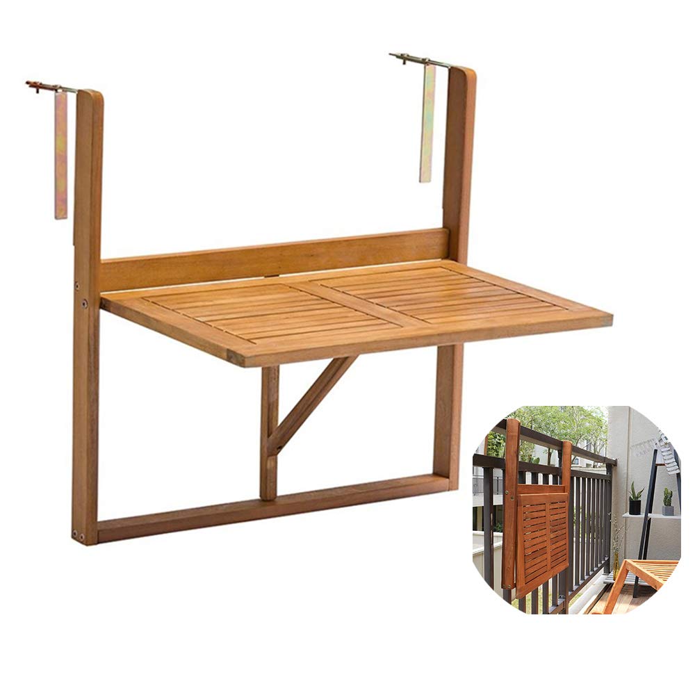 DFVV Wall-Mounted Drop-Leaf Table Folding Hanging Table Adjustable Balcony Railing Table For Patio, Garden, Deck
