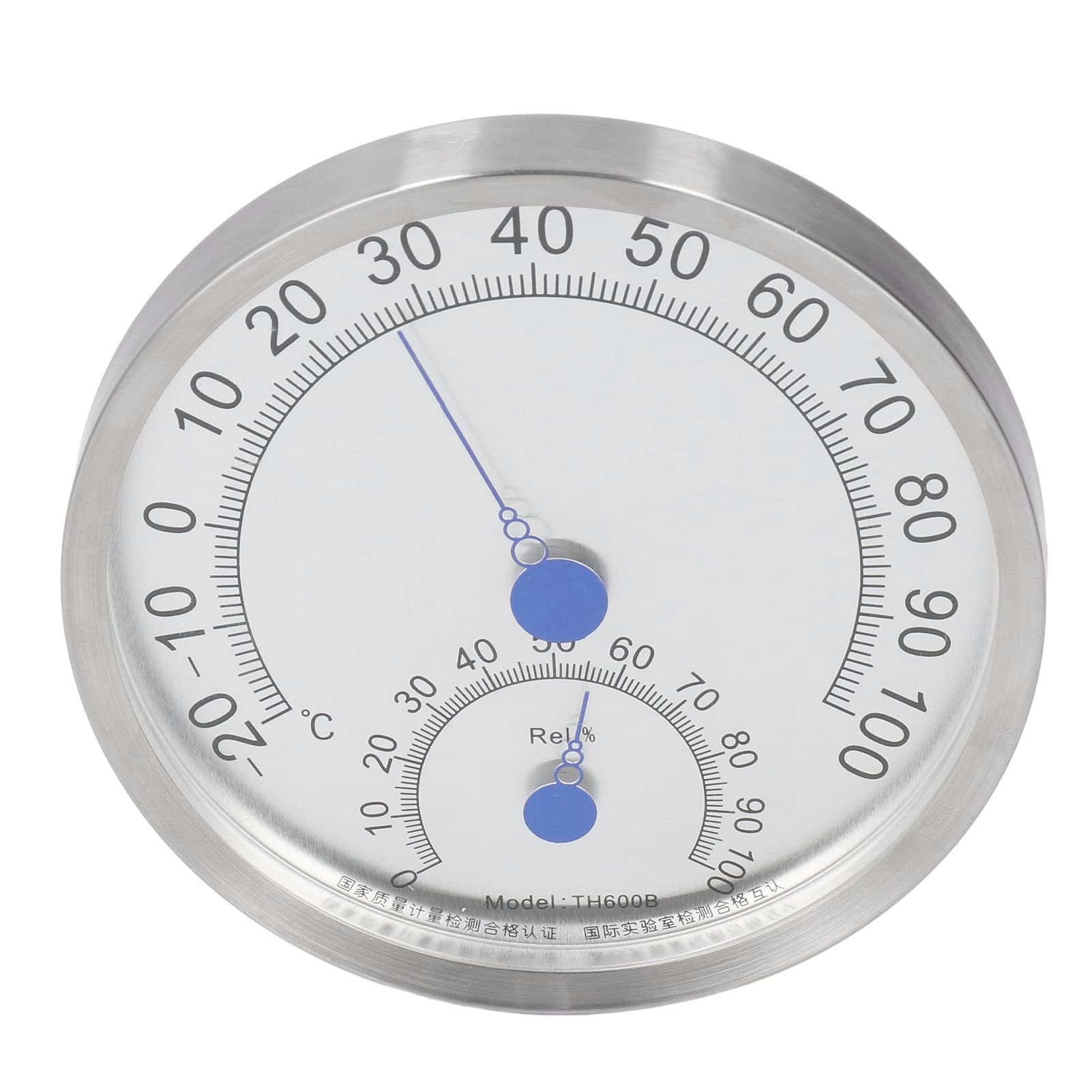 Ejoyous Termometro Rotondo, Termometro da Esterno in Acciaio Inossidabile con Igrometro, Display Quadrante, Resistente Al Calore Impermeabile, da 4 a 212 Gradi Fahrenheit, per Parete, Ufficio, (Con