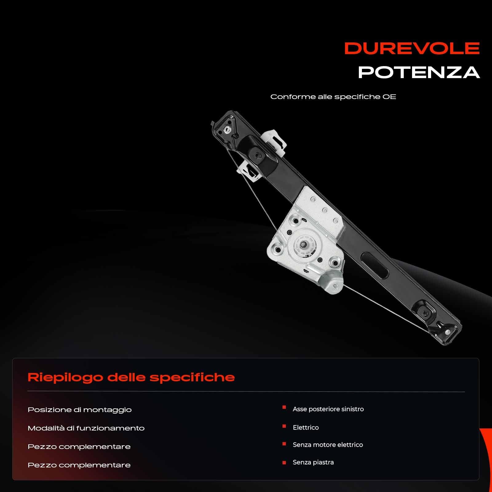 Frankberg Alzacristallo senza motore posteriore sinistro Sostituzione per 3-er E90 E91 2004-2012 station wagon 51357140589