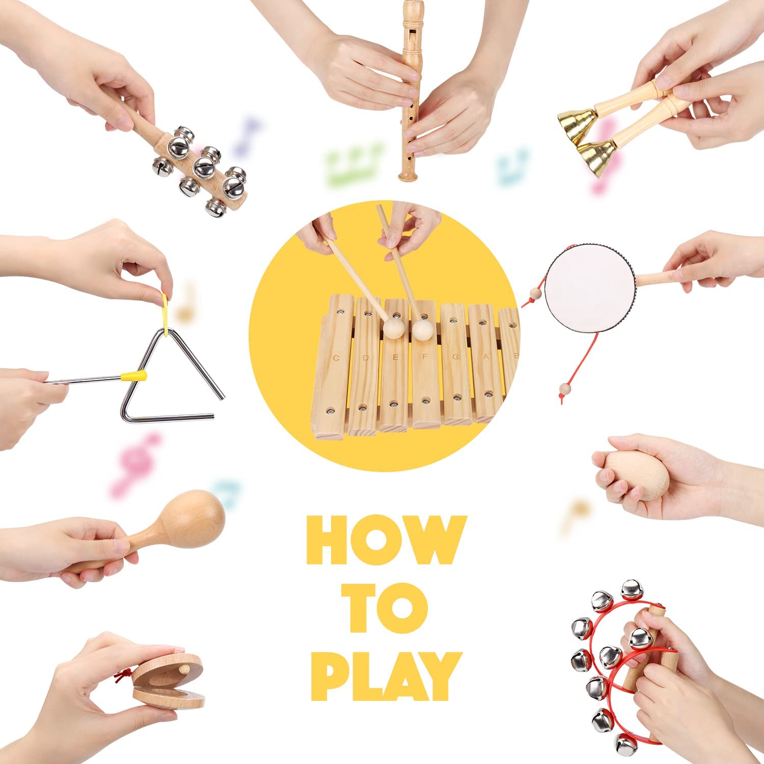 Kidoodler Toddler Musical Instruments with Xylophone & 8 Nursery Rhymes