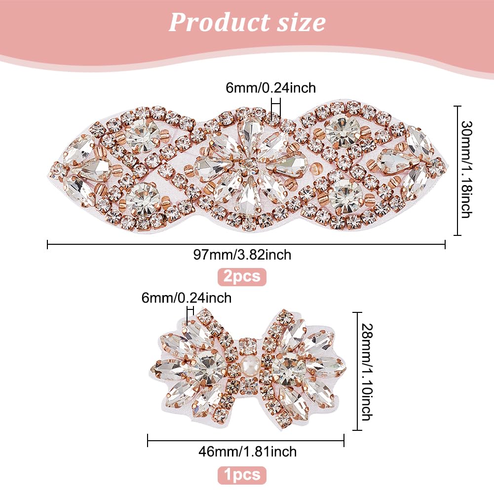FINGERINSPIRE 2 Goldene Strass-Applikationen – Blumen-Design, 4,1x9,9 Cm, Zum Aufbügeln Oder Aufnähen