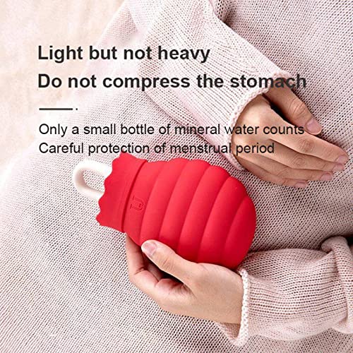 JINGYAN Bolsas de agua caliente 1 PC Bolsa de agua caliente silicona Microondas Vida invierno Gel Mano Botella calor Herramienta Calefacción Botellas gel sílice cubierta punto(Orange)
