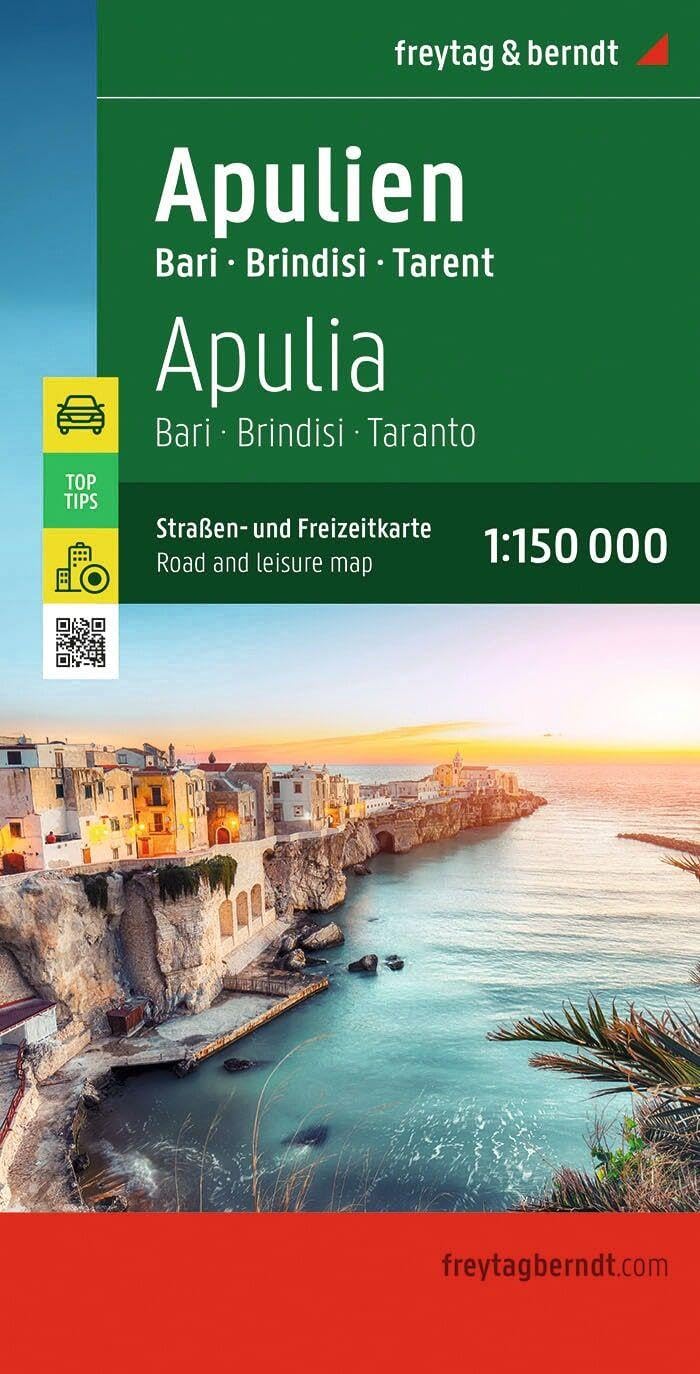Apulia: Bari Brindisi, Taranto Road and Leisure Map