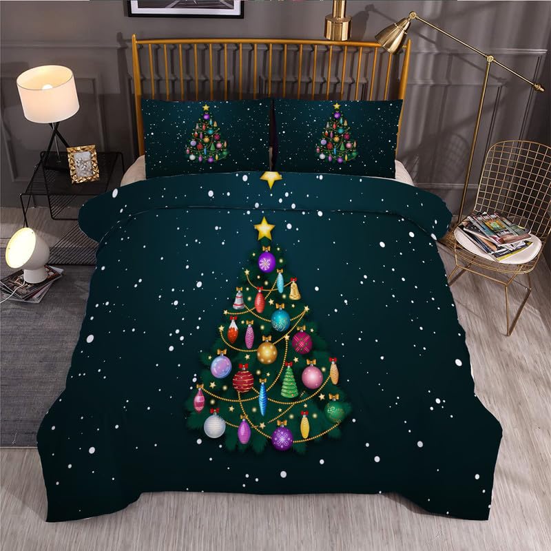 Housse de couette 160x200 étoiles parure de lit 2 personnes microfibre avec zip