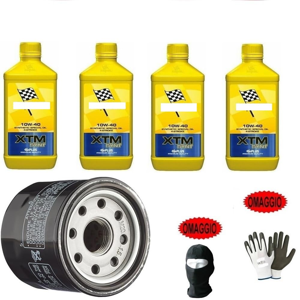 Compatible con Husqvarna SM 610 R Servicio-Mantenimiento del Motor Cambio Aceite LUBRICANTE B-(ARDAL) XTM 10W40 Polar P.SINTÉTICO 10W40 4T+Barrera PROTECCIÓN del Filtro Aceite