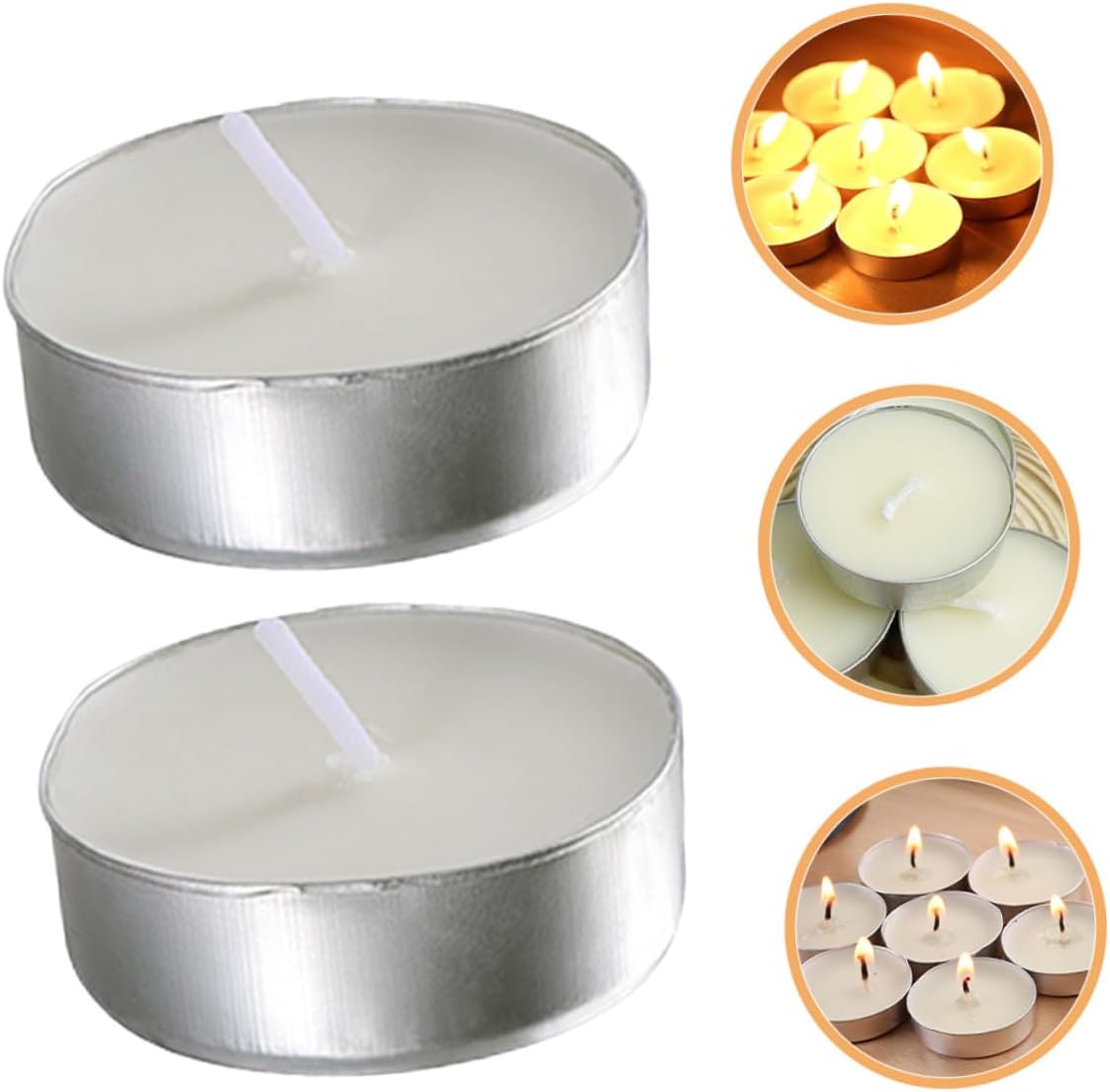 Garneck White Small Tealight Candles 50pcs Pack Unscented Round Wax Tea Lights for Wedding Engagement Party Home Décor Ceremony Lighting