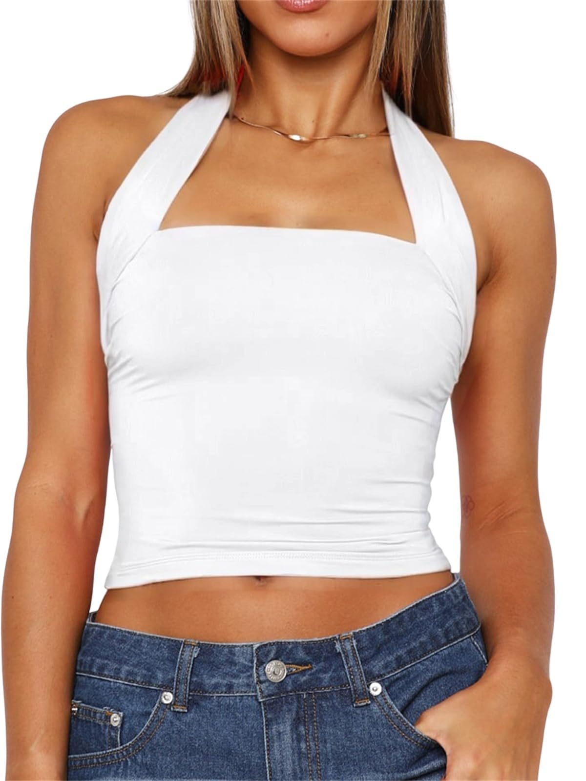 tiulzial Sexy Halter Tank Tops for Women Backless Open Back Sleeveless Slim Fit Y2K Summer Top-picture-46