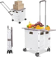 Vista 17 de Carrito de utilidad plegable, cajón portátil plegable, carritos rodantes con ruedas, cesta de transporte con tapa magnética, cubierta telescópica