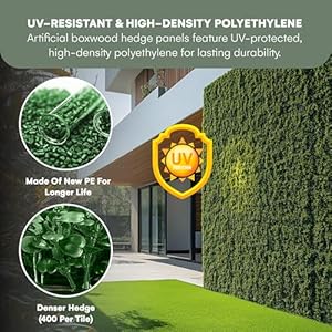flybold Artificial Grass Wall Panels for Garden Decor, 20x20 Inches - Pack of 24 Fake Boxwood Greenery Backdrop with UV Protection for Indoor Outdoor Use - Green Leaf Fence Privacy Screen flybold Artificial Grass Wall Panels for Garden Decor 20×20 Inches Pack of 24 Fake Boxwood Greenery Backdrop with UV Protection for Indoor Outdoor Use Green Leaf Fence Privacy Screen