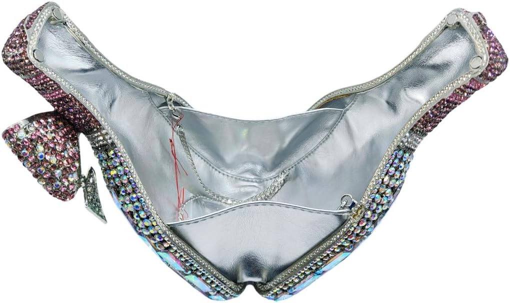 UMREN Women Champagne Bottle Rhinestone Evening Bag Sweet Bow Diamond Clutch Purse Crystal Handbag for Party Cocktail - Image 3