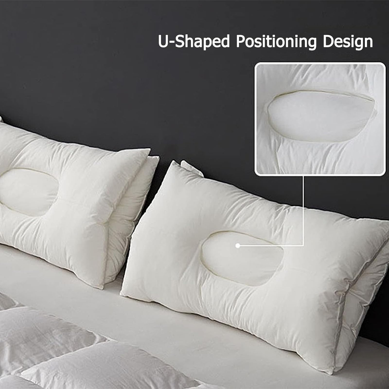 Oreiller ergonomique anti-ronflement, oreiller de sommeil profond en coton avec 3 divisions scientifiques, forme cervicale orthopédique, ne s'effondre pas, pour les personnes dormant sur le dos