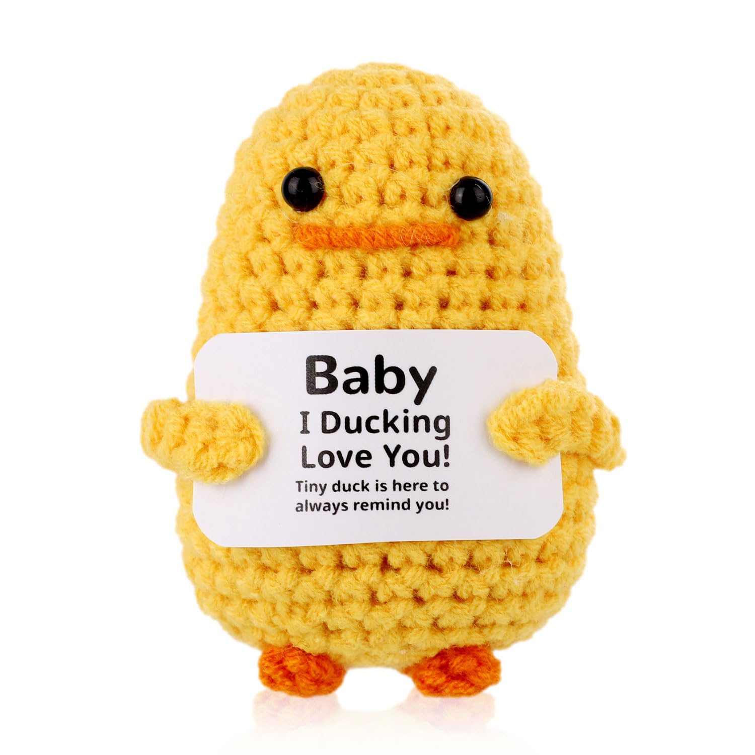 TOYMIS Positive Crochet Duck, I Ducking Love You Emotional Duck Support Doll Positive Animal for Baby Gift Home Decoration