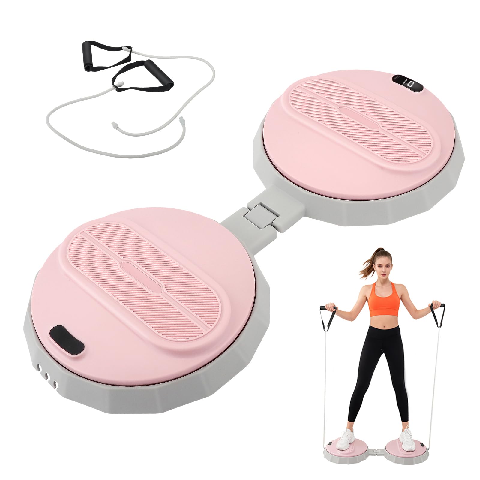 Klappbarer Twist Waist Disc Board mit Schrittzähler & Kordelzug, 400KG Tragkraft, Balanceboard für Bauch, Beine, Po, Hüfte, Gleichgewichtstrainer, Drehplatte, Taillentwister für Zuhause/Büro
