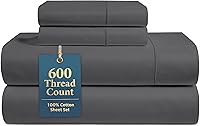 Vista 37 de LANE LINEN Juego de sábanas y fundas de almohada de algodón grueso de 600 hilos, 100 % algodón mercerizado, suave y suave como un hotel, con acabado