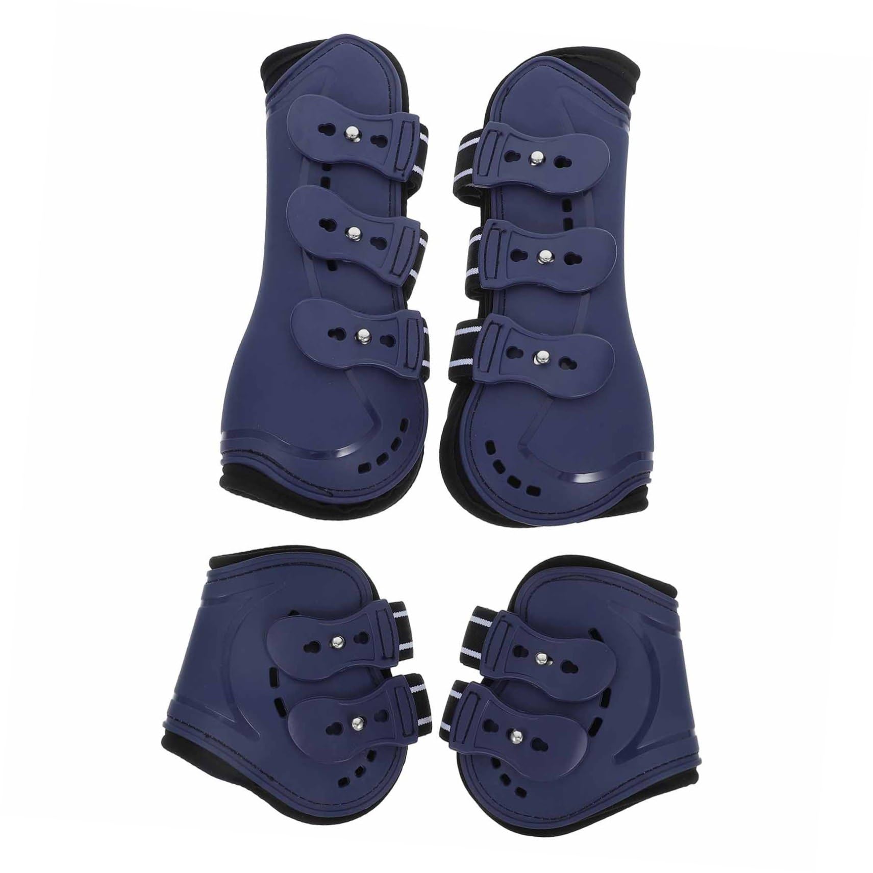 Botas de Ejercicio para Caballos Abertura Ajustable 4 Piezas | Protector de Pata de Caballo en Pu, Talla Media, para Salto y Turnout, Color Azul