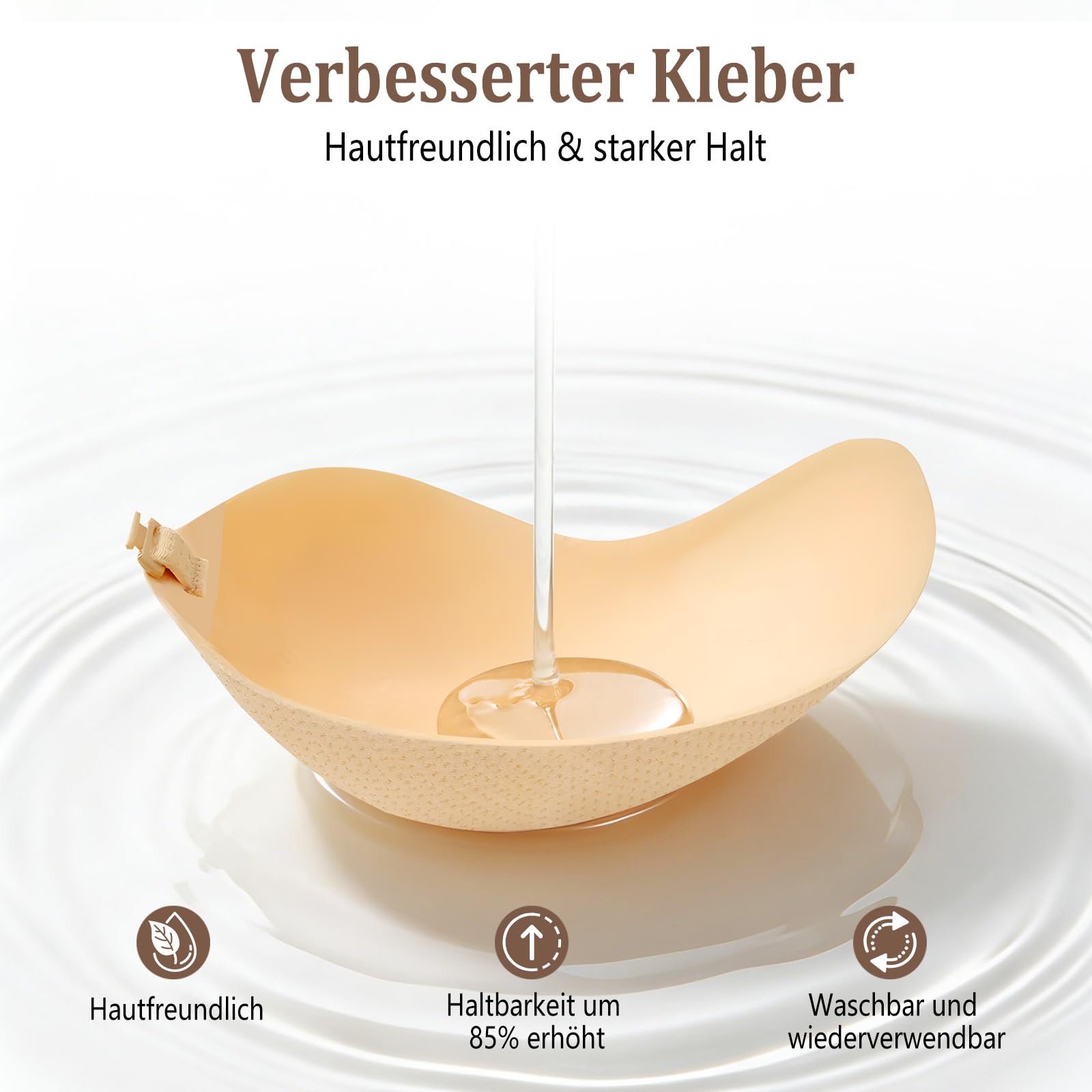 Klebe BH Push Up, Unsichtbarer BH Sticky Bra, Wiederverwendbarer Klebe Push Up BH für Damen, Große & Kleine Brüste mit Nippelpads & Aufklebern zur Bruststraffung, BH für Rückenfreies Kleid, Brautkleid