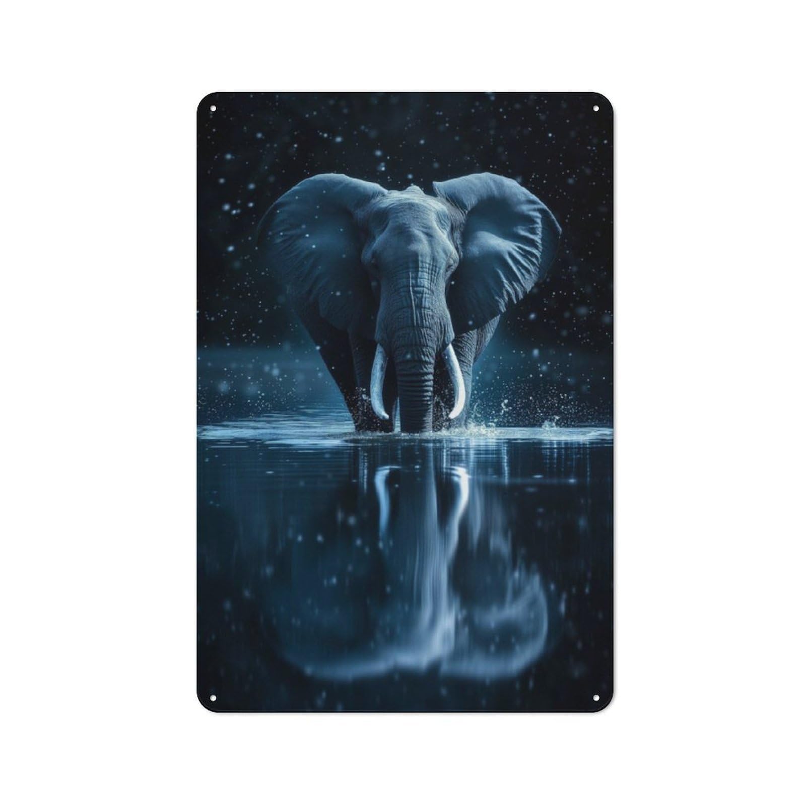 Junmoney Beautiful Magical Elephant Tin Wall Plaque 30X20cm With For Bar Or Restaurant, Suited To Bar Decor Enthusiasts
