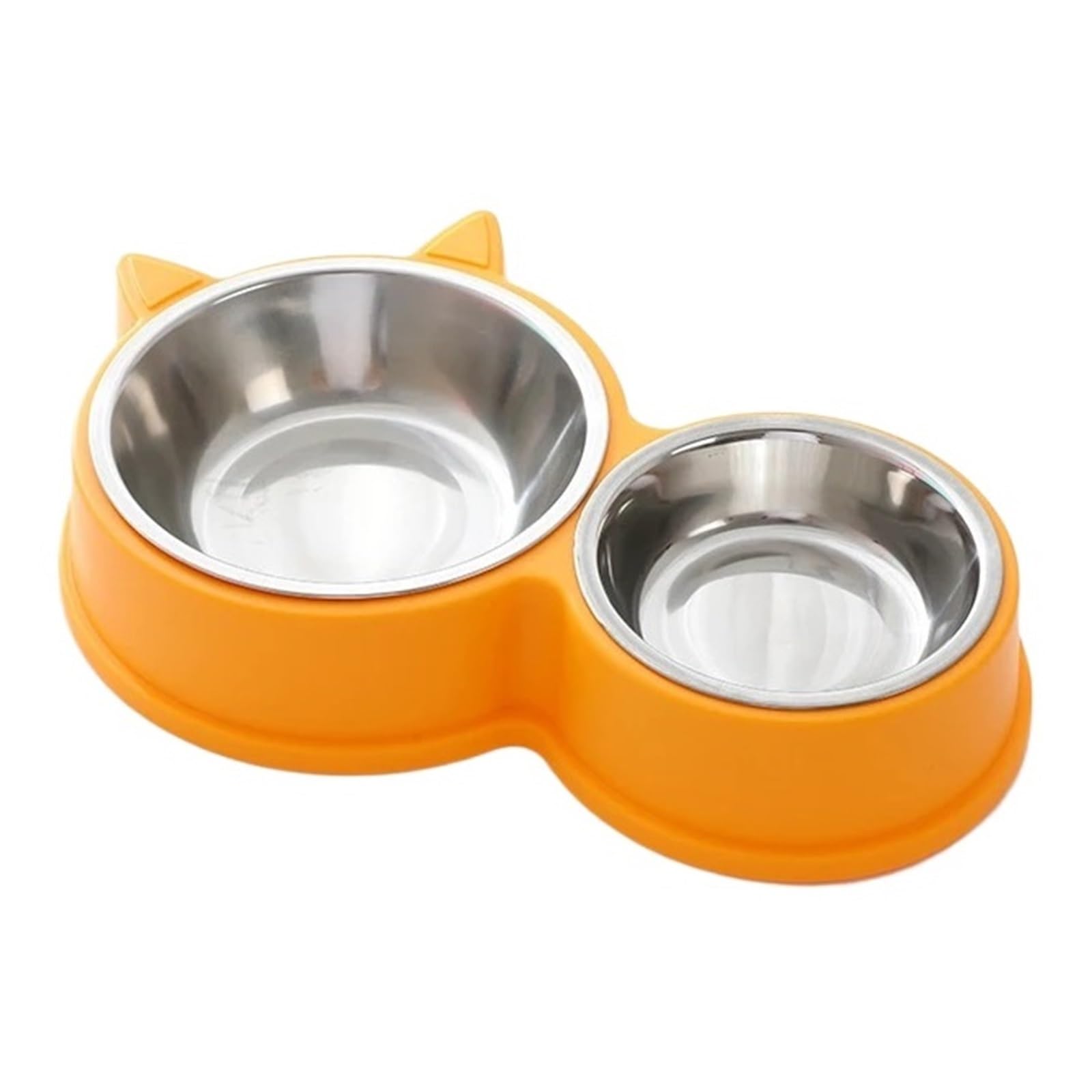 Abreuvoir pour chiens en acier inoxydable avec deux bols jaunes