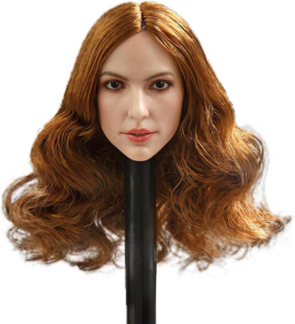 Tête de femme 1/6 cheveux bouclés marron pour figurine 30 cm
