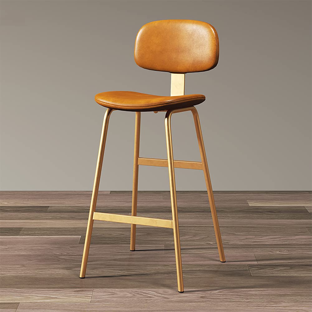 Buy High Leg Bar Stools, Retro Industrial PU Leather Seat And Backrest