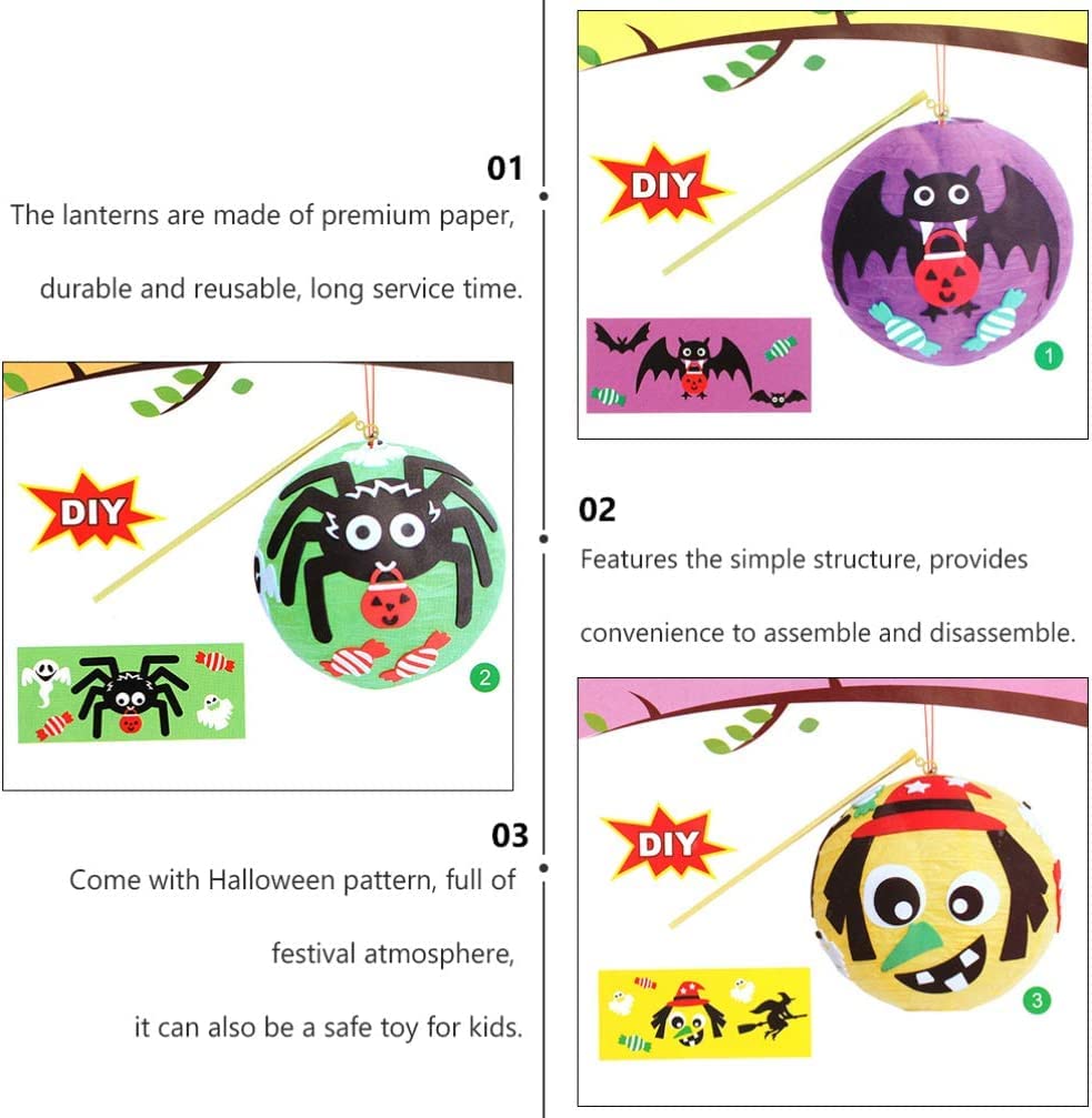 Latarnia na Halloween 5 Sztuk Papierowa Latarnia Z Dyni Składana Czarownica Pająk Halloween Do Domu Dekoracja na Halloween(A)