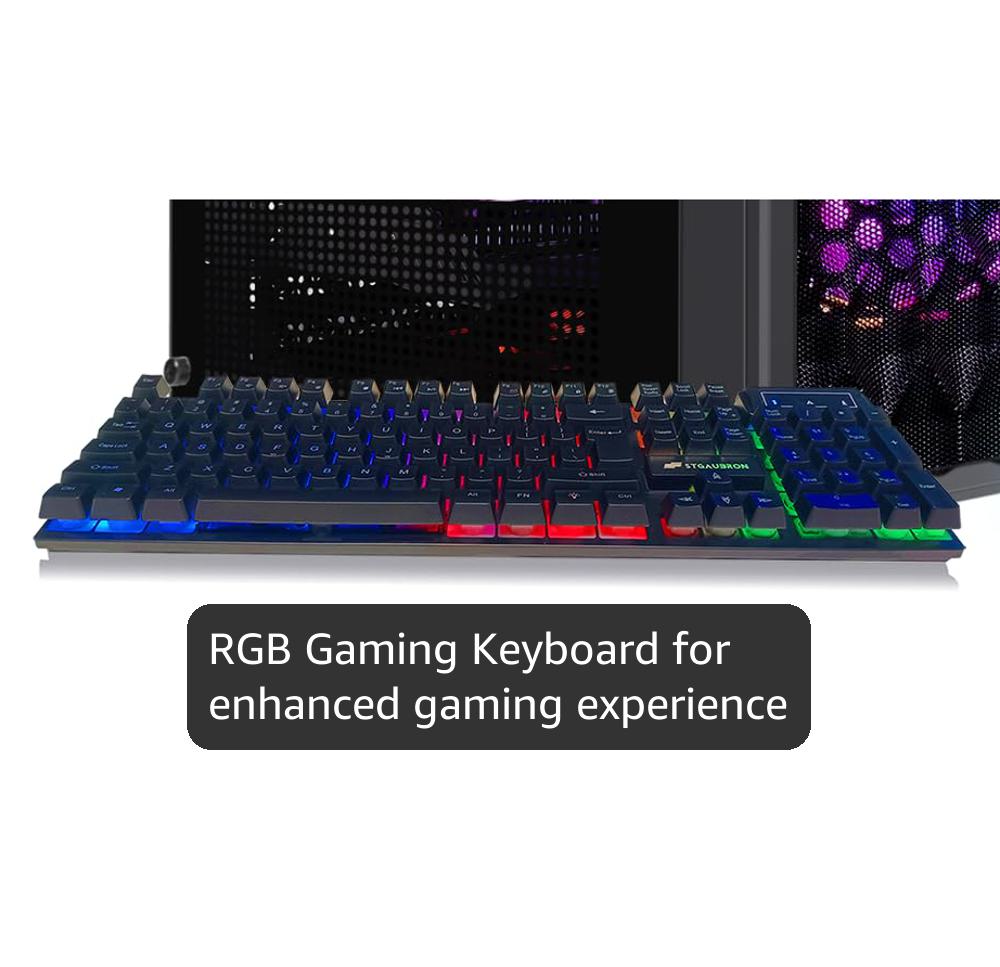 STGAubron Gaming PC Computer Desktop, AMD Ryzen 5 5500 up to 4.2GHz, GeForce RTX 3050 6G, 16G DDR4, 512G SSD, WiFi 6 5G & BT 5.2, RGB Fan x2, Windows 11 Home