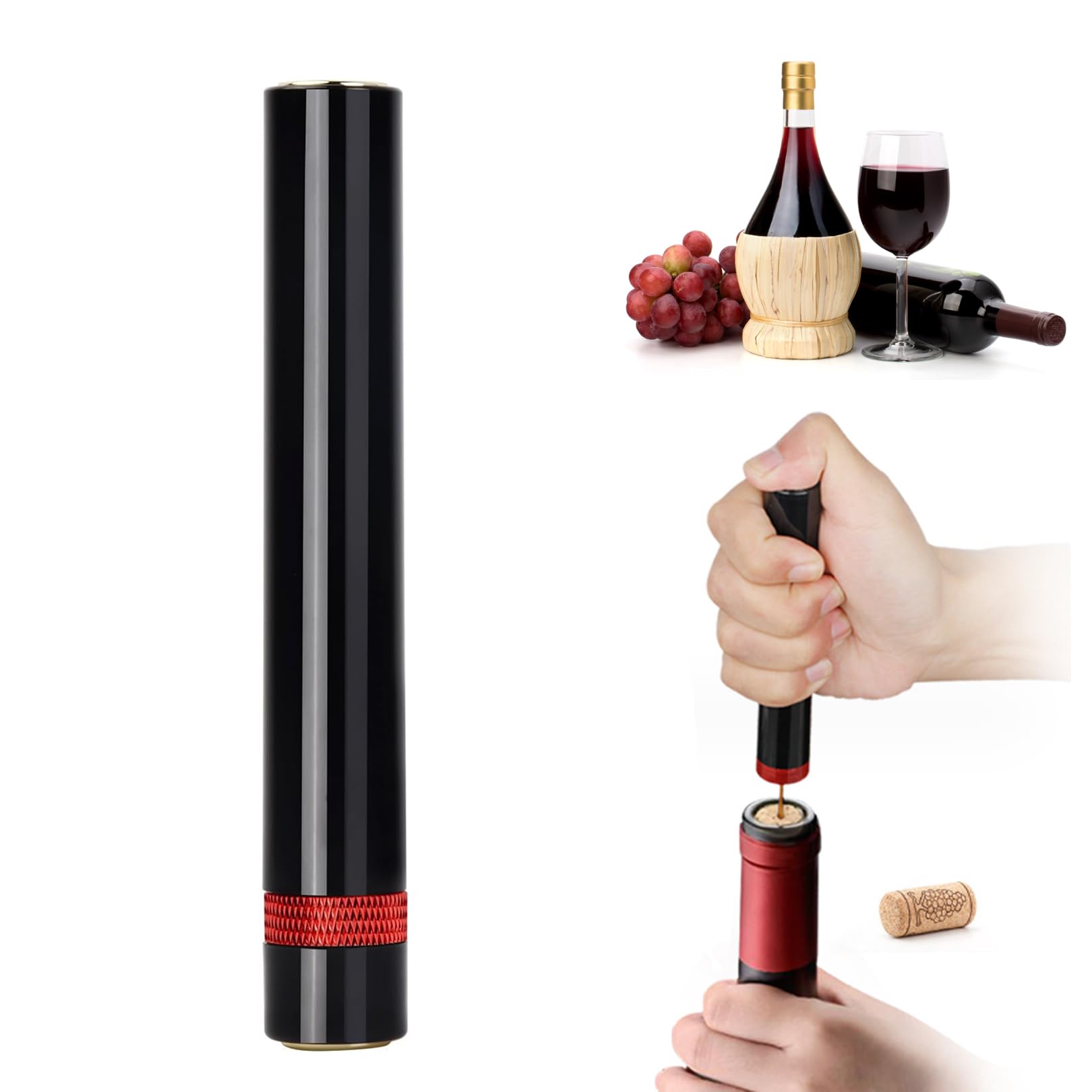 Bottle (Corked) Wines Red Wine Bottle Opener - Easy Air Pump (Black) Pressure Cork Remover Tool