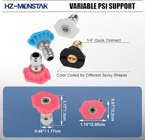 Miniatura 4 de Puntas de lavado a presión, 7 puntas de boquilla de lavadora a presión con soporte para boquilla, conexión rápida de 14 de pulgada de acero