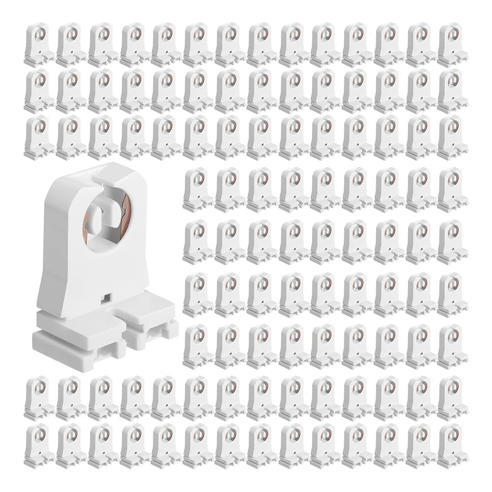 Jnchdghwa White Tombstones T8 T10 T12 Led Non Shunted 100-Pack Lamp Holder, Bulb Holder Fluorescent Tube T8 Led