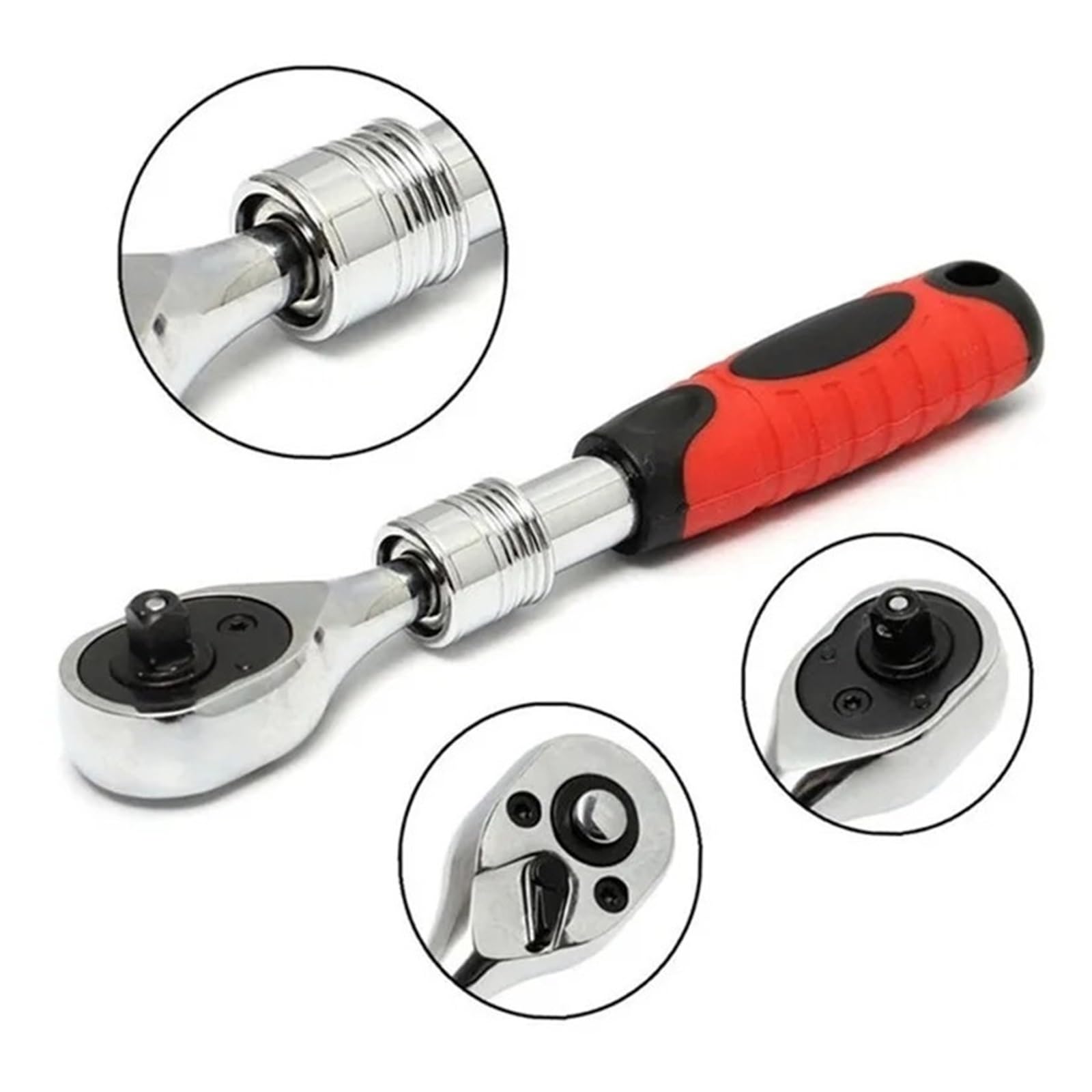 Profesjonalny Klucz Grzechotkowy Z 72 Zębami 1/2 "3/8" 1/4" Długość Rozciągania Teleskopowy Klucz Nasadowy CR-V Grzechotka Z Mechanizmem Szybkiego Zwalniania Przyjazny W UżYciu(Style 3)