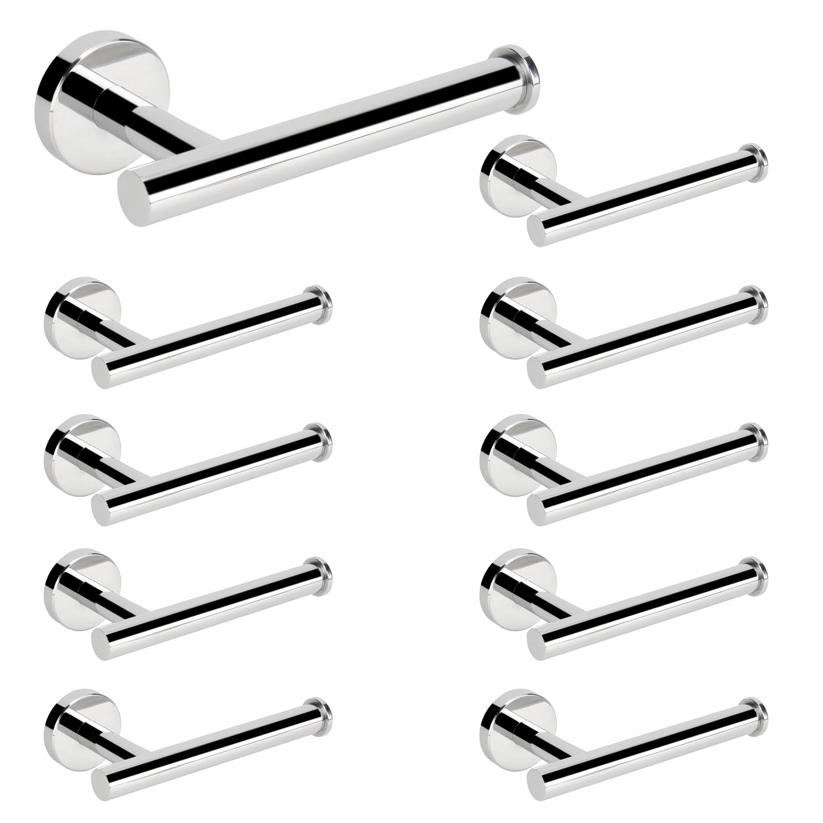 NearMoon Bathroom Toilet Paper Holder, Premium SUS304 Stainless Steel Rustproof Wall Mounted Toilet Roll Holder for Bathroom, Kitchen (10 Pack, Chrome Finish)