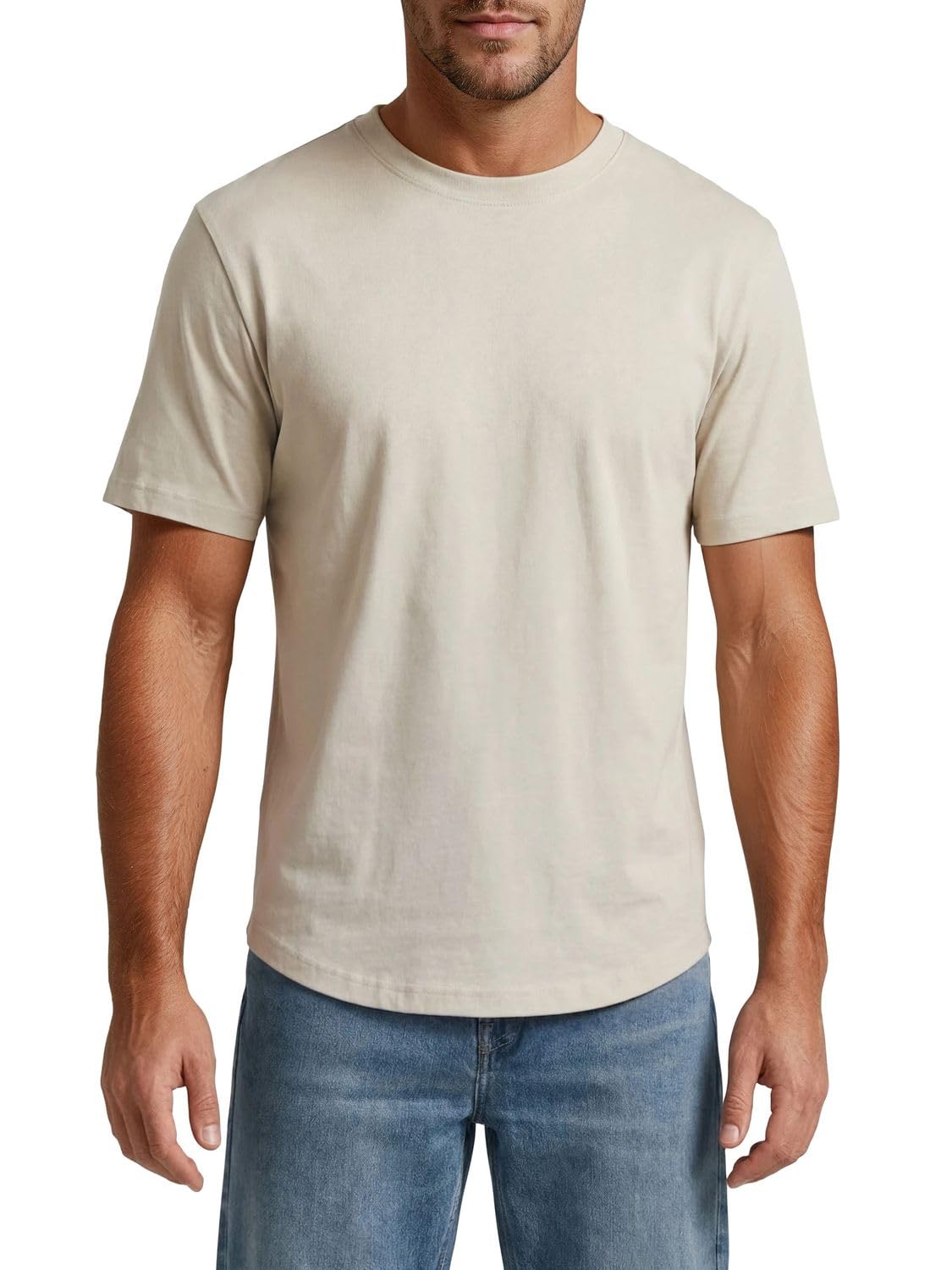 JACK & JONES JJENOA T-shirt męski, długi krój, zestaw 100% bawełny organicznej, regularny krój, 3-pak, okrągły dekolt, krótki rękaw, na lato, organiczny, czarny, biały, beżowy, zielony, szary, S, M, L