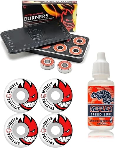 Spitfire Skatebaord Wheels Bighead BlancoRojo - Rodamientos de huesos - Bones Reds - Rodamientos de precisión para monopatín (8) paquete -