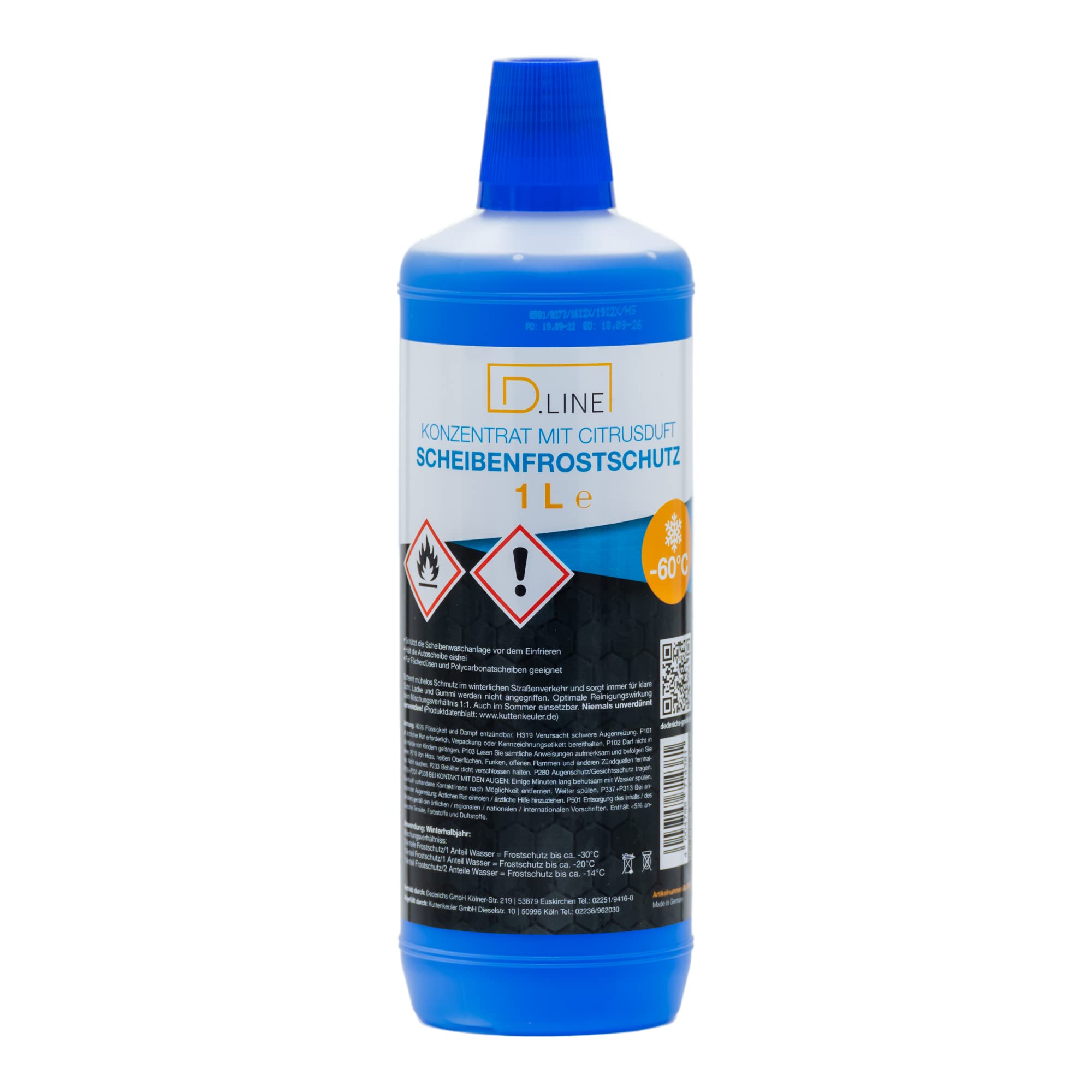 D.LINE Scheibenfrostschutz Konzentrat -60°C, 1 Liter, 12x 1 Liter