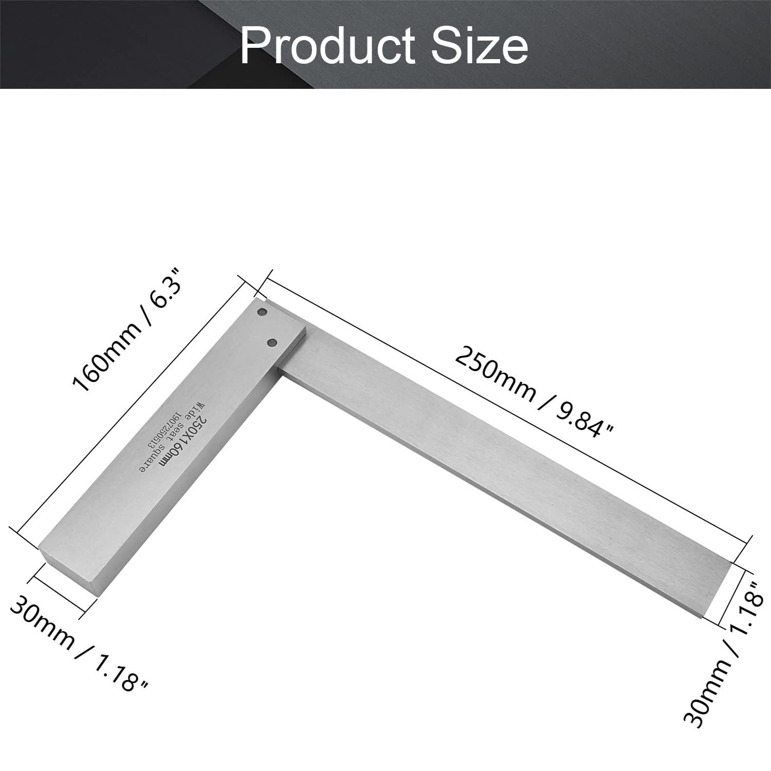 Regla En L De Acero Para Sastrería | 250x500 Mm, Herramienta Profesional Para Medición Y Diseño