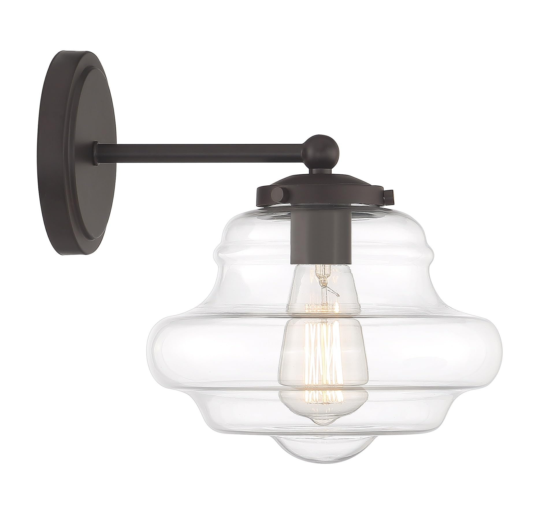 ALECH The Boldly Curving Glass Shade Pairs Nicely with The Oil Rubbed Bronze Finish.1 Light Wall Sconce in Oil Rubbed Bronze (Color : Oil Rubbed Bronze)