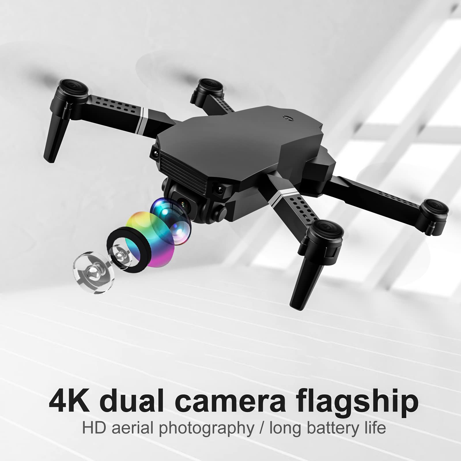 Mini droni per Adulti, quadrirotore RC con Fotocamera 4K HD, Video Live, Foto di gesti, modalità Senza Testa, impostazione della Pressione dell'Aria, decollo a Una Chiave per Principianti (3
